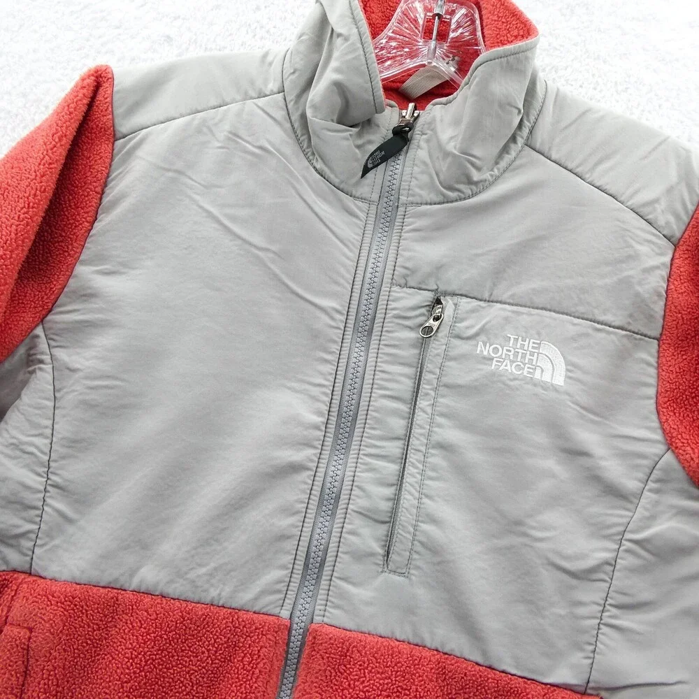 The North Face Jacket Small‎ Womens Gray Orange Denali Fleece Full Zip Pockets